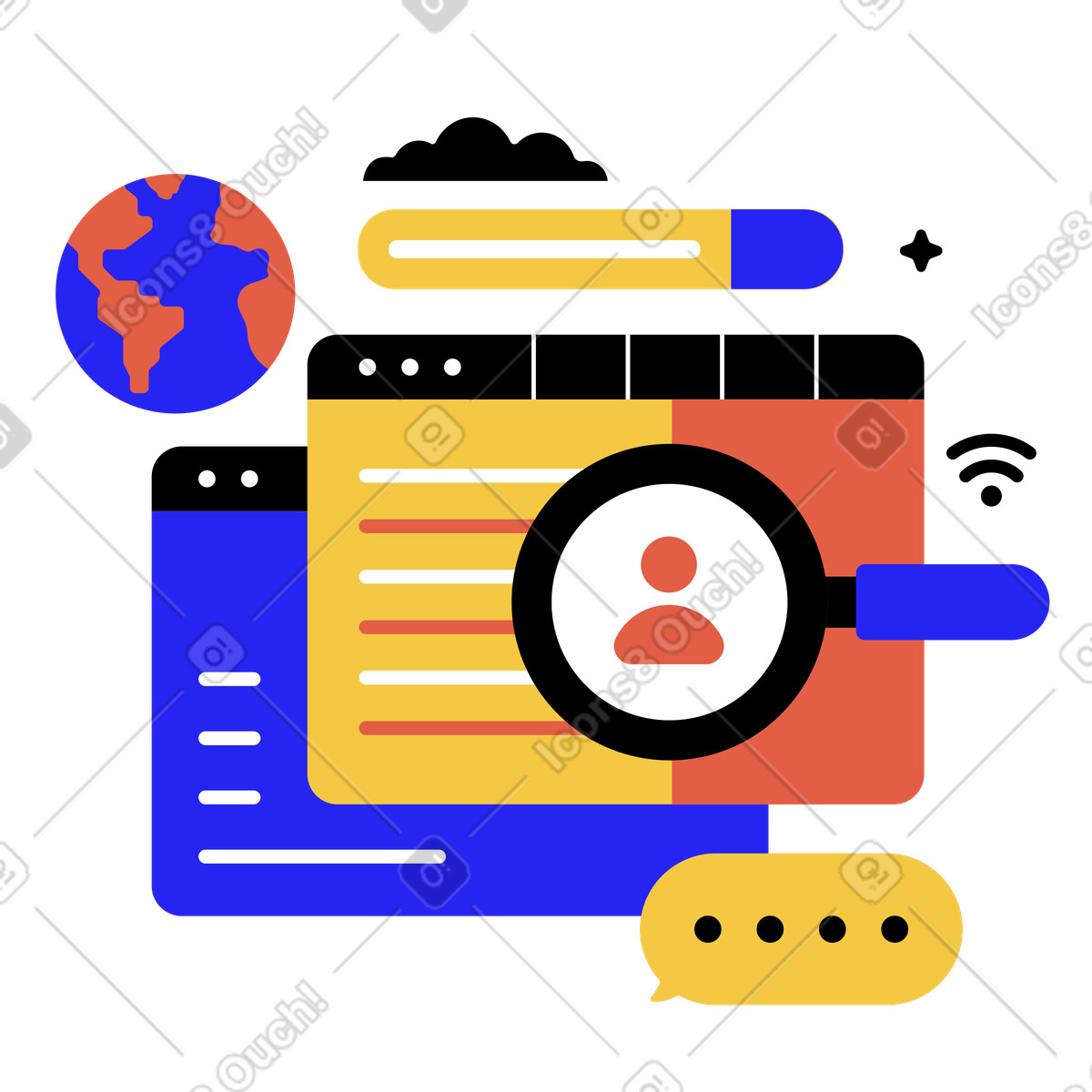 Illustration Recherche en ligne dans le style Flat à télécharger aux formats PNG, SVG