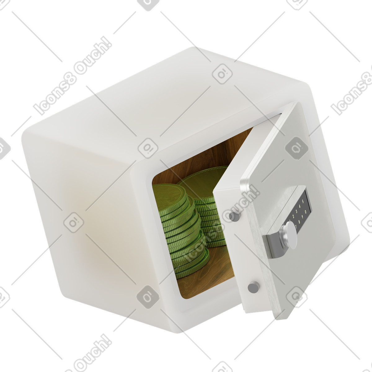 Banksafe mit münzen-Illustration im 3D Modern-Stil als Download in PNG, SVG