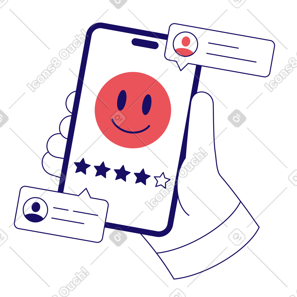 Bendy スタイルの Positive rating and customer feedback のイラストをPNG、SVG形式でダウンロード