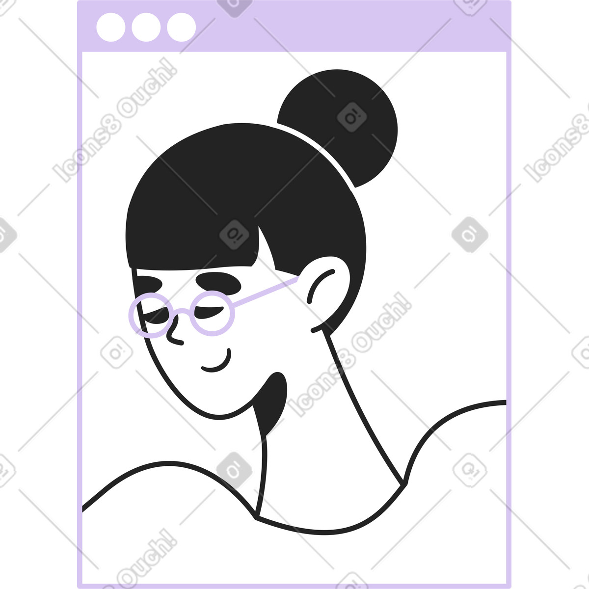 Girl with online box illustration in Sammy Line style download in PNG, SVG
