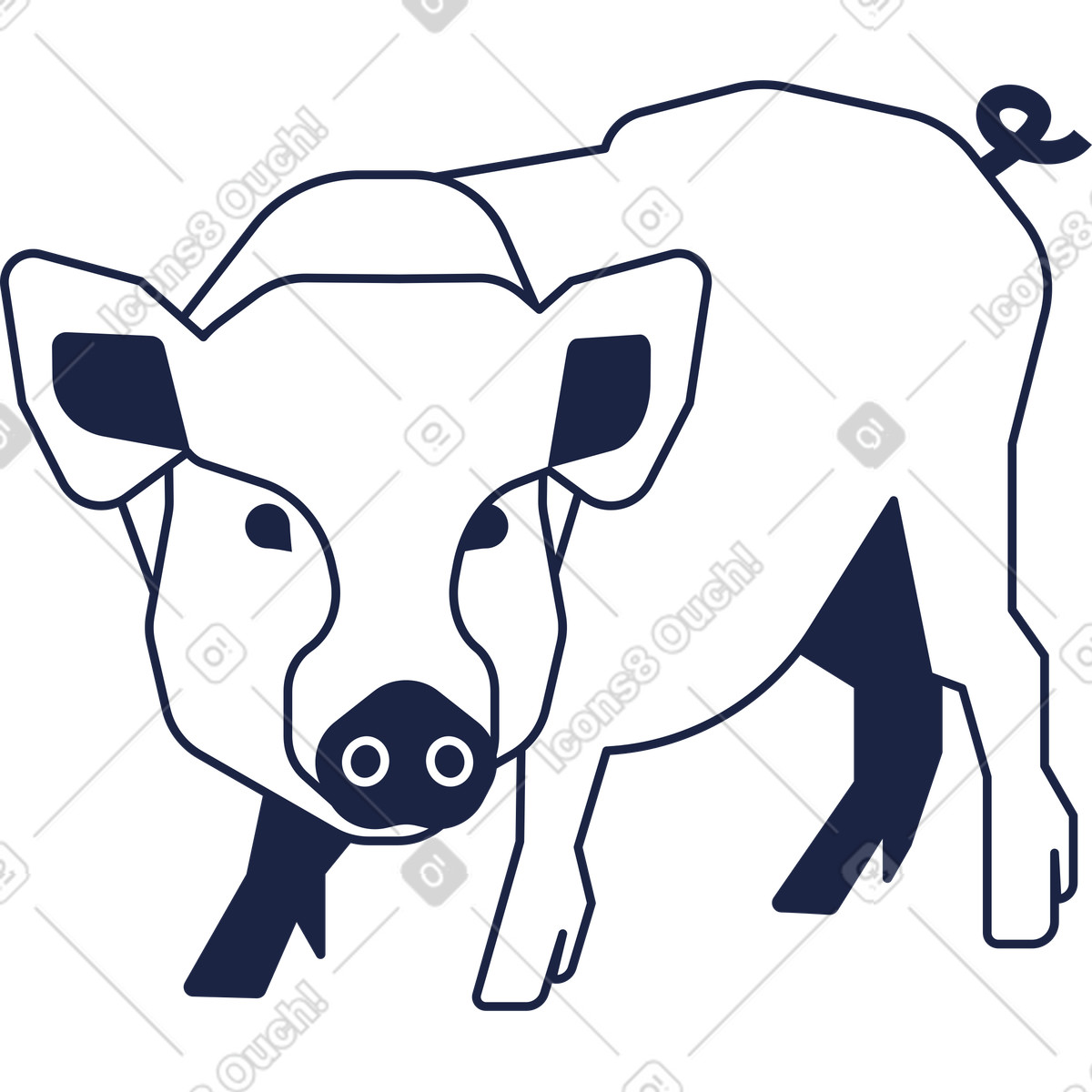 Ilustración Cerdo en estilo Urban Line a descargar en PNG y SVG