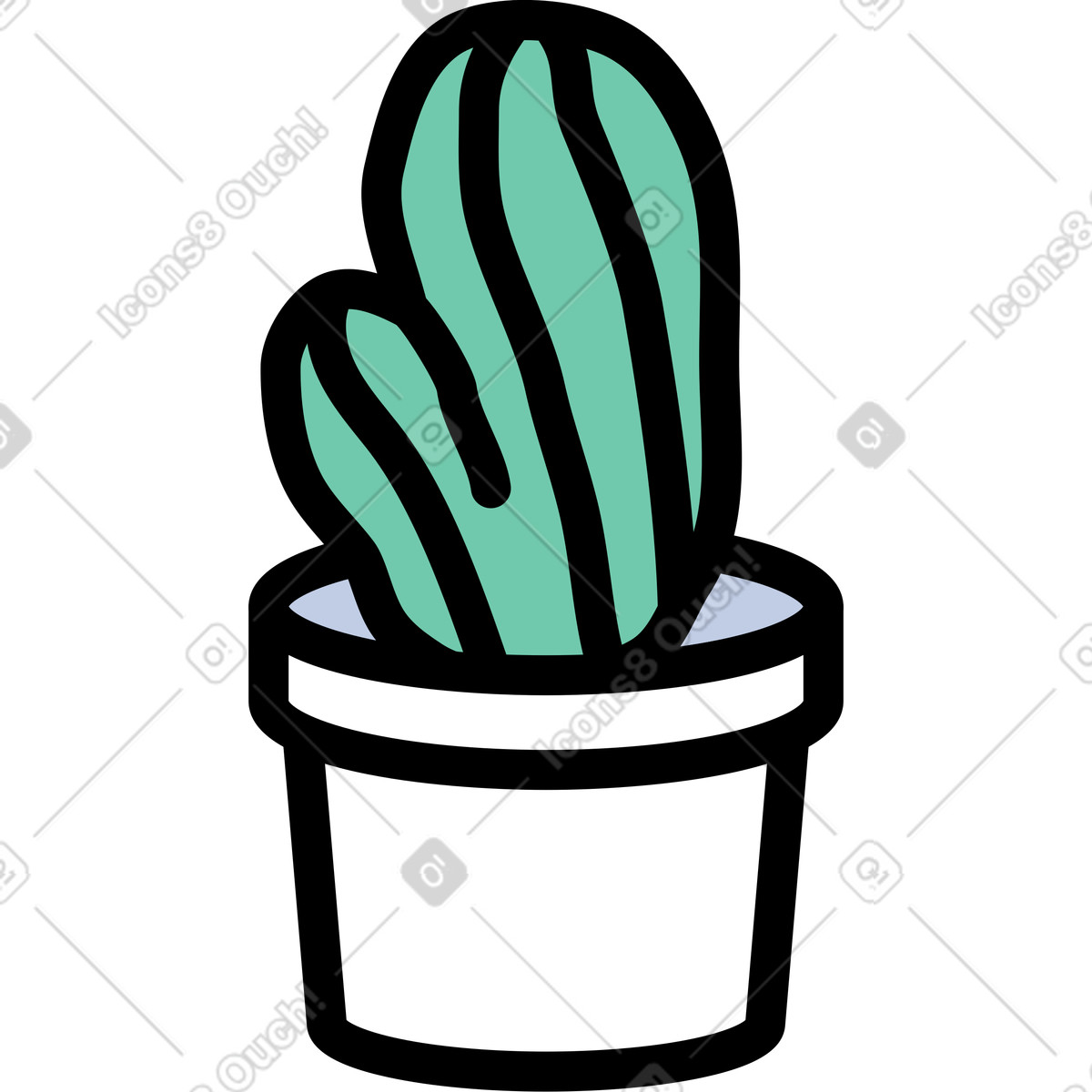 Cactus in vaso illustrazione stile Notes scarica PNG, SVG
