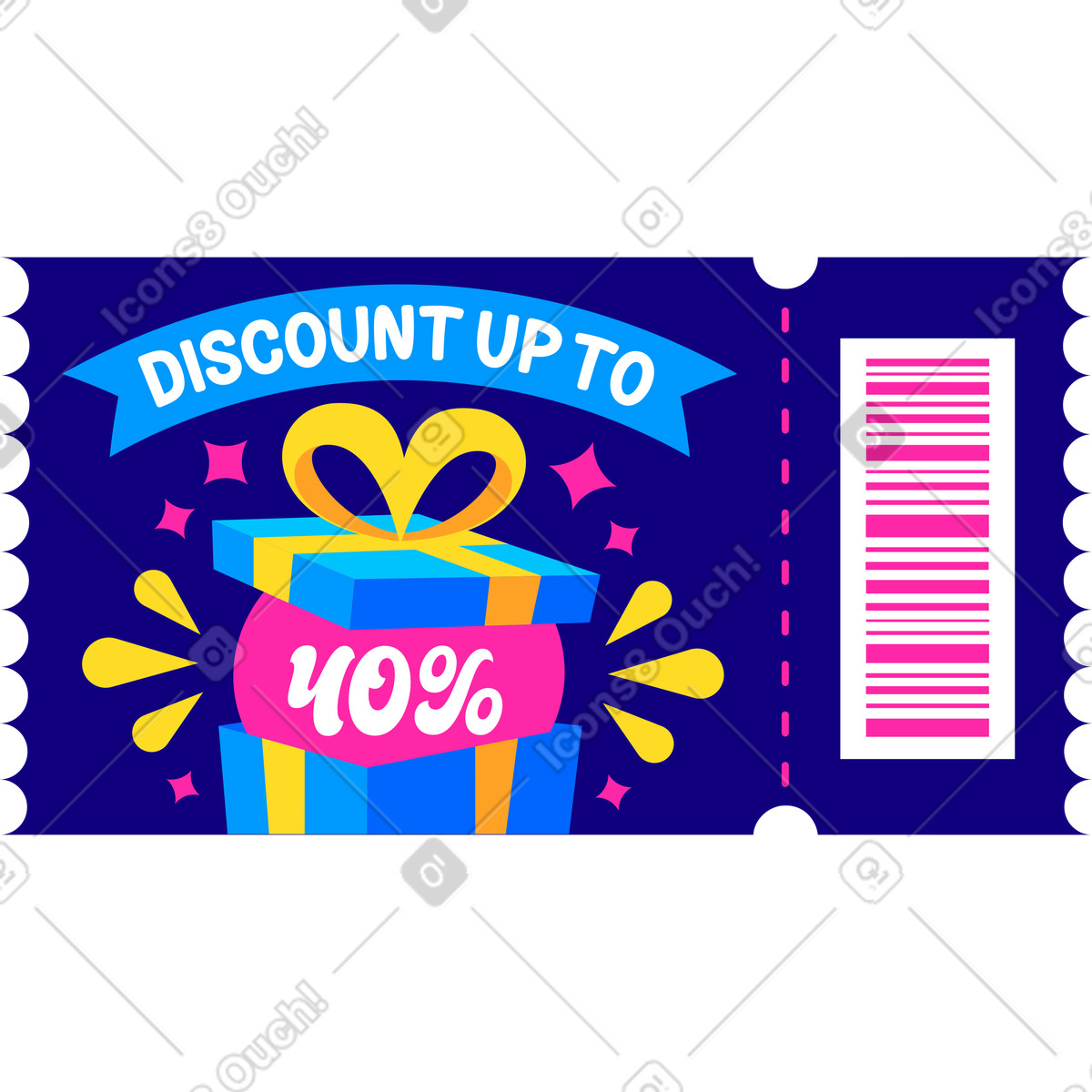 Beschriftungsrabatt bis zu vierzig prozent gutscheintext-Illustration im Lettering-Stil als Download in PNG, SVG