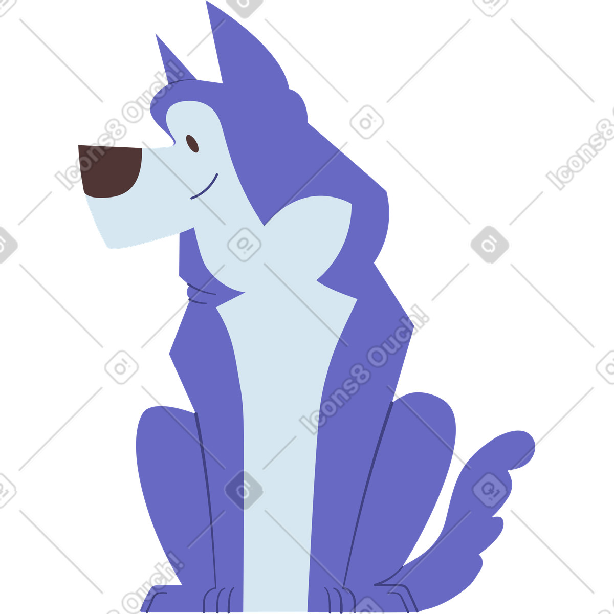 Ilustração de Purple husky dog em no estilo Woof para baixar em PNG, SVG