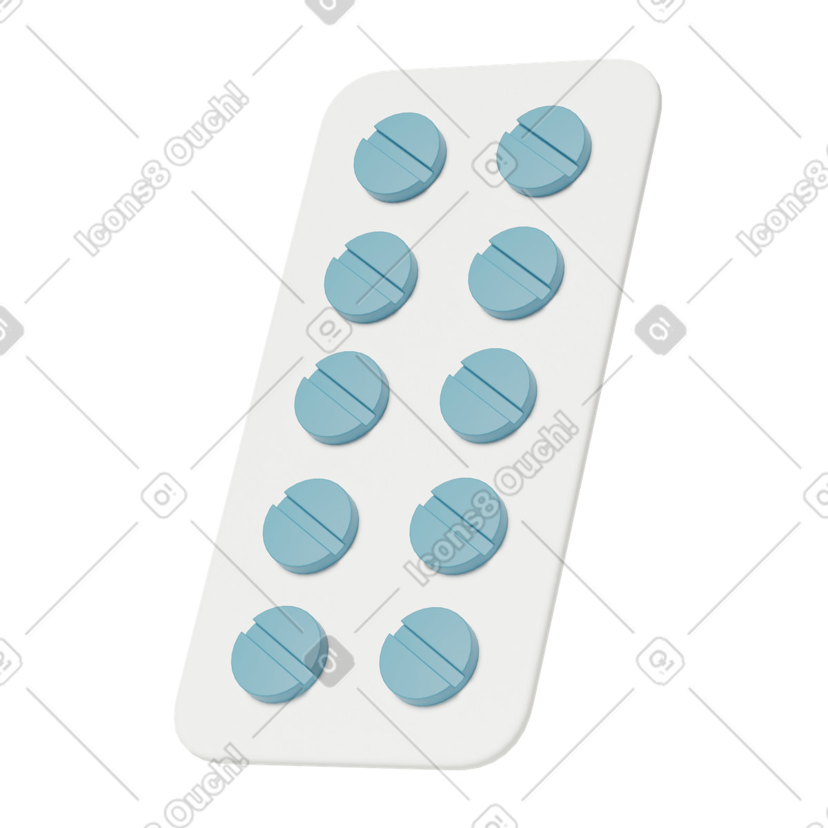 3D Casual life スタイルの Blister of blue pills のイラストをPNG、SVG形式でダウンロード