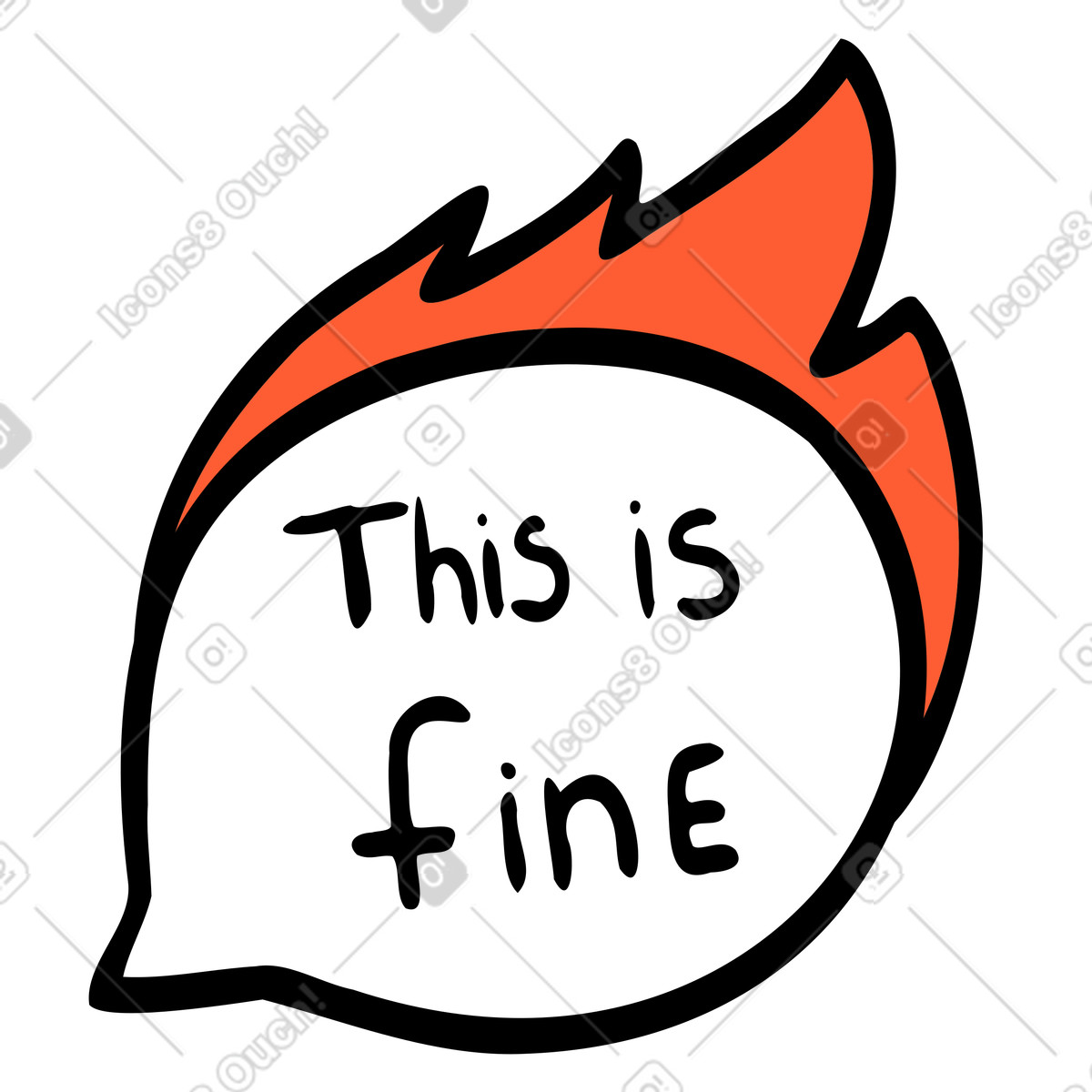 This is fine speech bubble on fire illustration in Comic style download in PNG, SVG