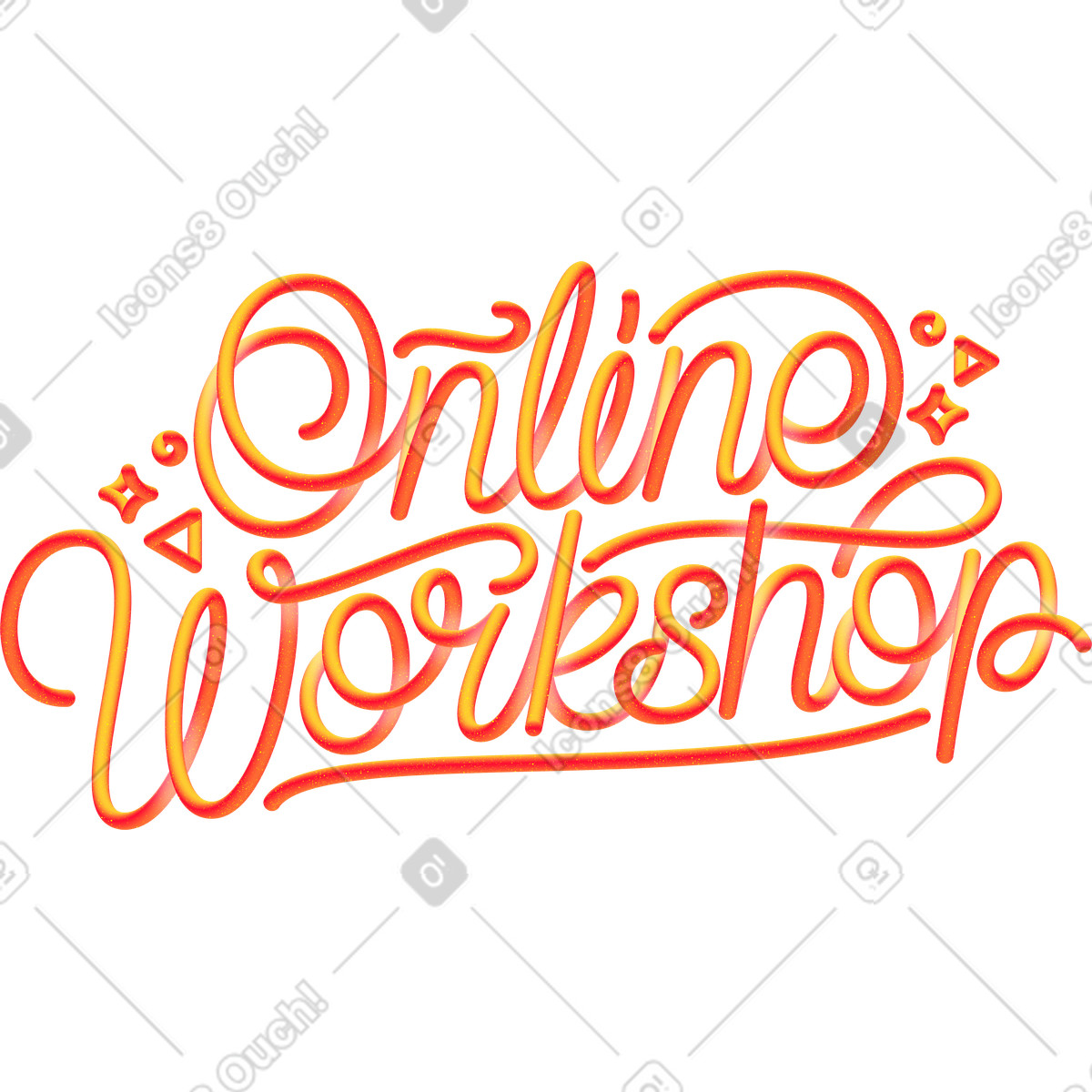 Lettering online workshop with gradient and 3d effect text illustration in style download in PNG, SVG