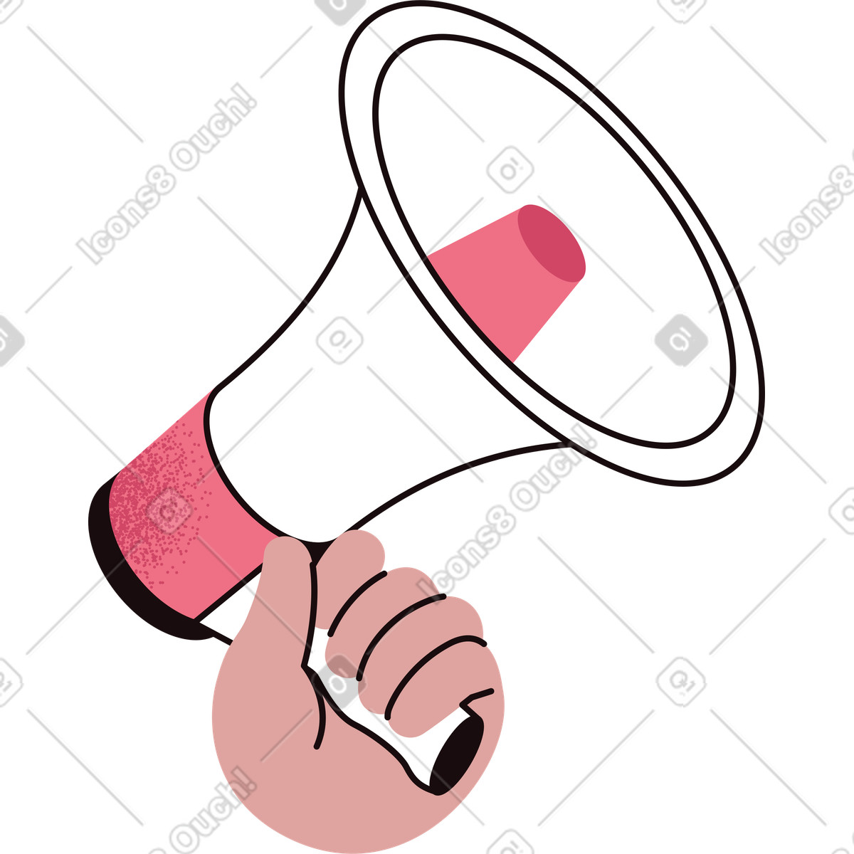 Altoparlante con mano illustrazione in stile Delight scarica in PNG, SVG