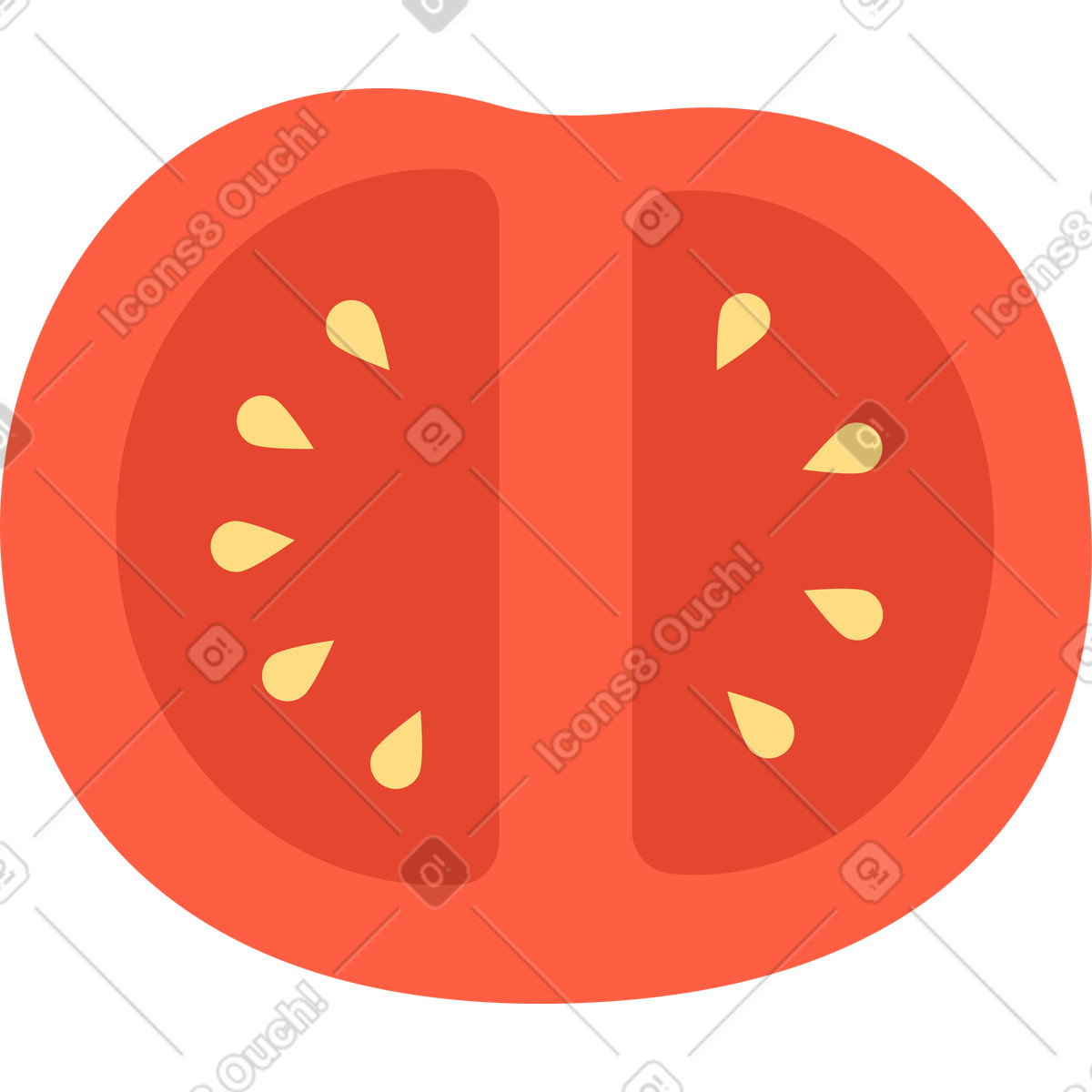 Mezzo pomodoro illustrazione in stile Dizzy scarica in PNG, SVG