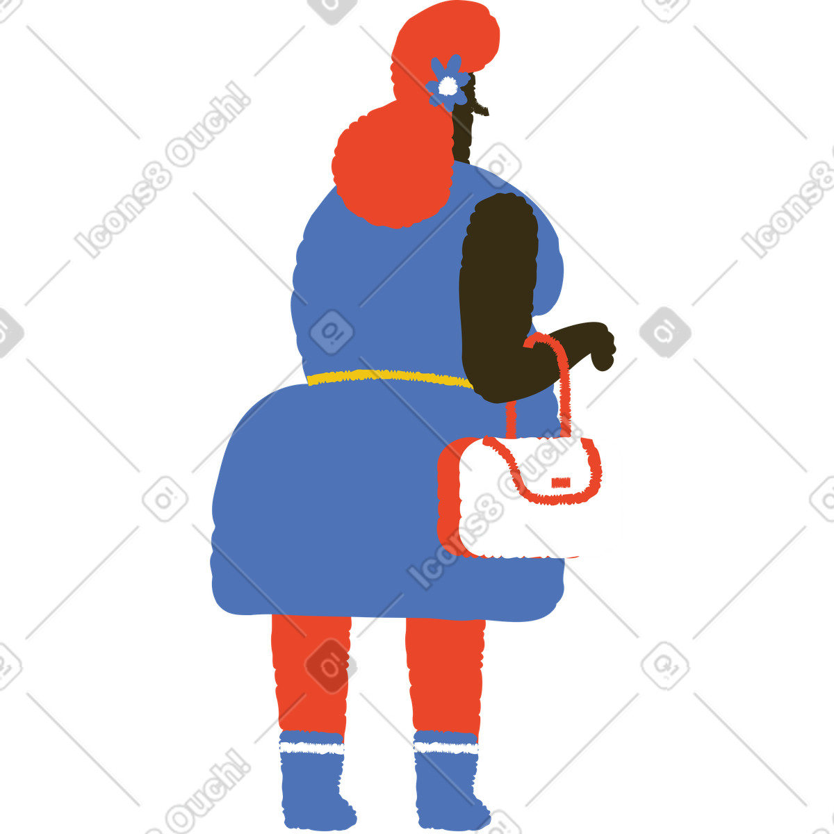 Ilustração de Mulher com bolsa em no estilo Bermuda para baixar em PNG, SVG