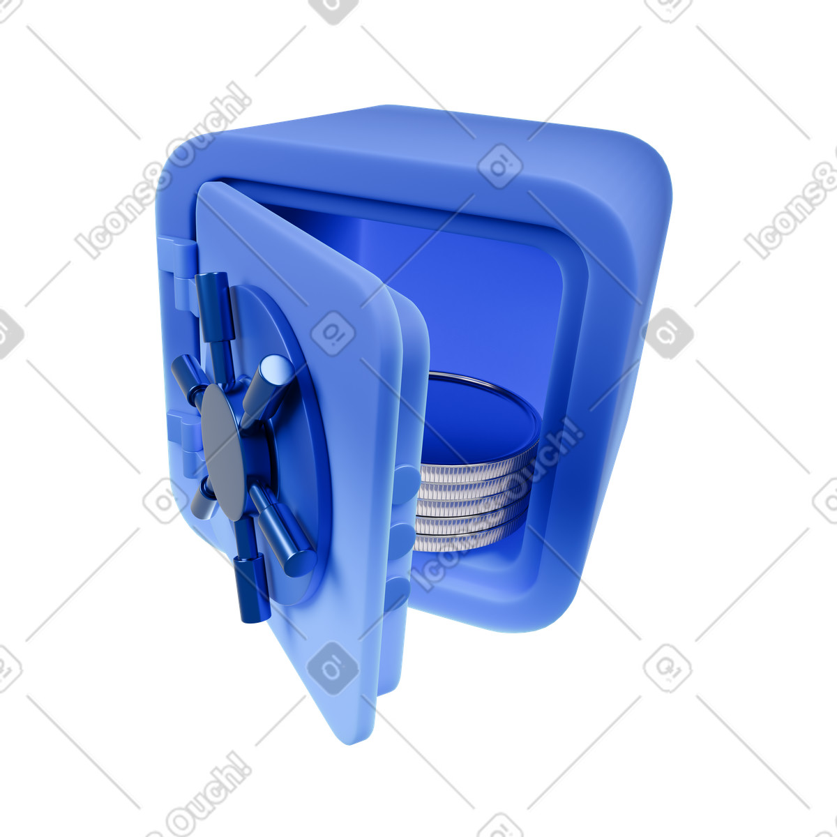 Coins in the safe-Illustration im 3D Blueprint-Stil als Download PNG, SVG