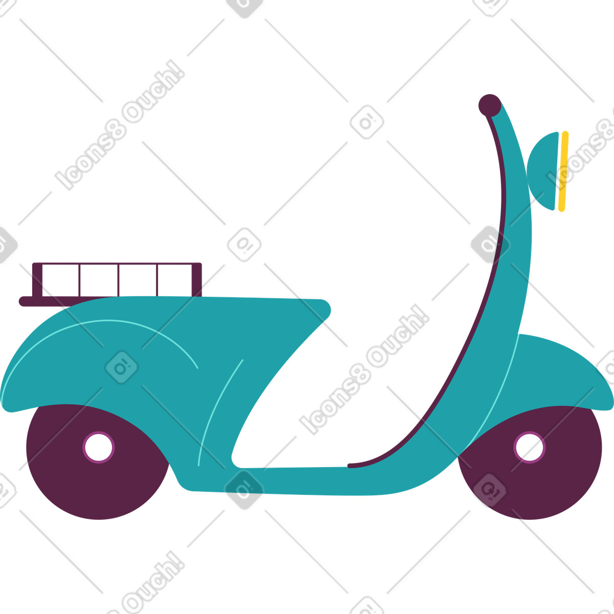 Ilustración Scooter con baúl de canasta en estilo Sammy a descargar en PNG y SVG