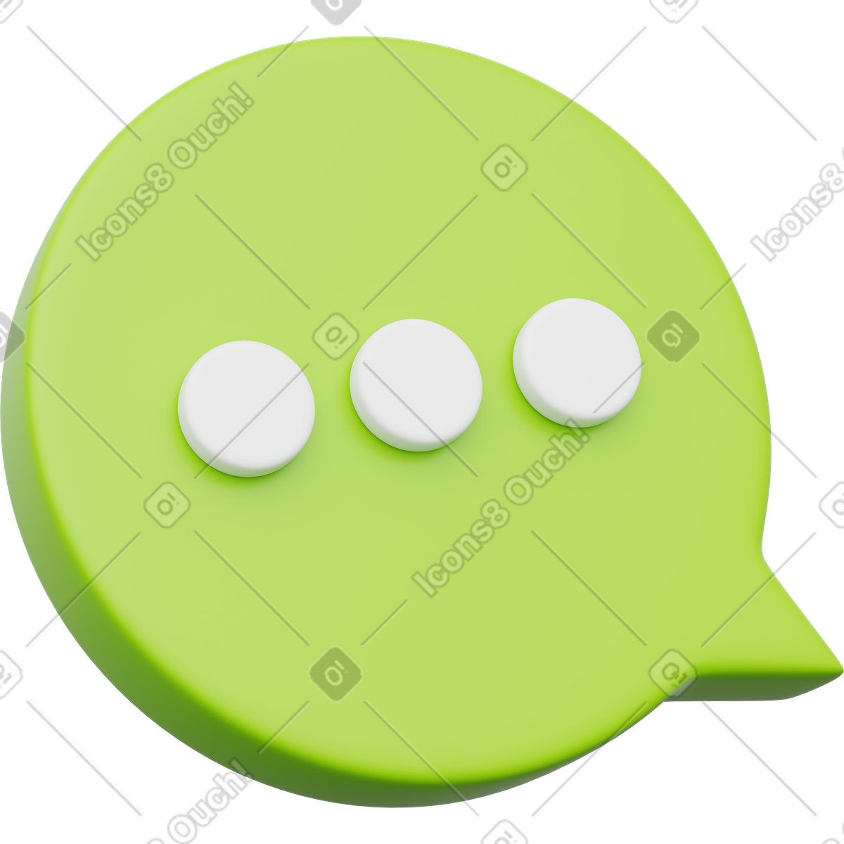 Round speech bubble with message typing dots icon illustration in 3D Playful style download in PNG, SVG