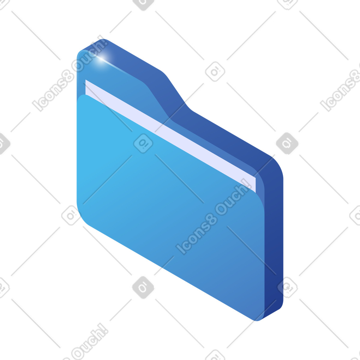 Blue folder with paper document, file storage and archiving illustration in Quantum style download in PNG, SVG