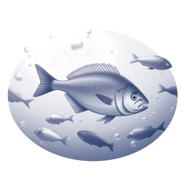 A snapper swimming in the ocean, surrounded by a diverse school of fish. The snapper has a streamlined body and prominent fins, displaying its vibrant features. The school consists of various species, each with distinct shapes and sizes, swimming harmoniously together. Bubbles rise to the surface, creating an animated atmosphere. Sunlight filters through the water, illuminating the scene and highlighting the movements of the fish as they glide through the ocean.