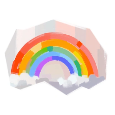 A vibrant rainbow formed by several simple arcs, each displaying a minimal color palette. The arcs are arranged in a smooth gradient, transitioning from red at the top, followed by orange, yellow, green, blue, and purple at the bottom. The background is a soft, light color that allows the rainbow to stand out, and the arcs are evenly spaced, creating a harmonious composition.