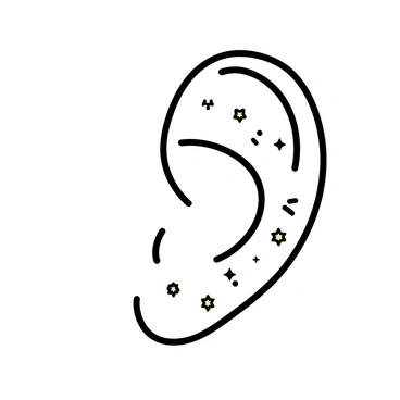 An ear encrusted with small stars, capturing the wonder of the universe