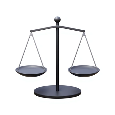 A modern scale with a sleek, minimalist design. The scale features a flat, circular base with a matte finish. The two weighing pans are evenly balanced, each suspended by thin, elegant wires. The pans are smooth and made of a transparent material, allowing a clear view of the equal weights resting inside. The overall color scheme is monochrome, with shades of white and black dominating the design. The scale has no visible markings, emphasizing its modern aesthetic.
