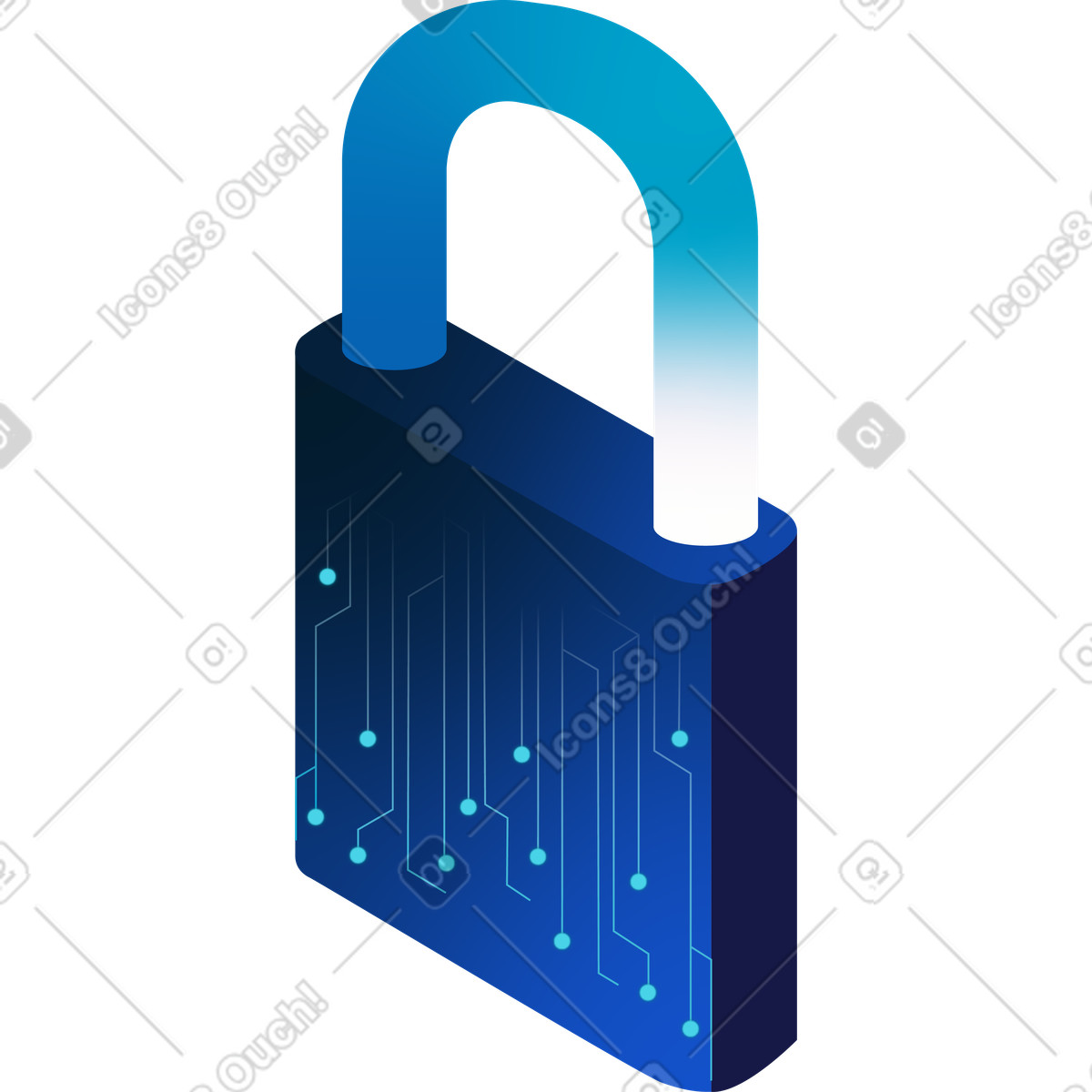 Volume isometric lock illustration in PNG, SVG