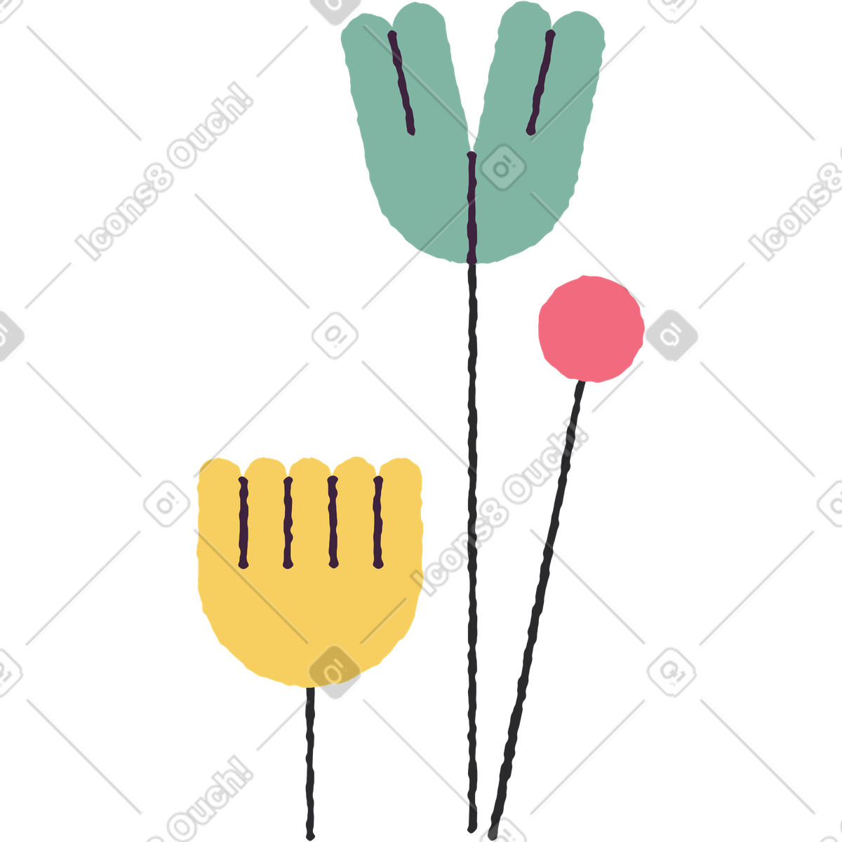 Blumen-Illustration im Pablo-Stil als Download in PNG, SVG