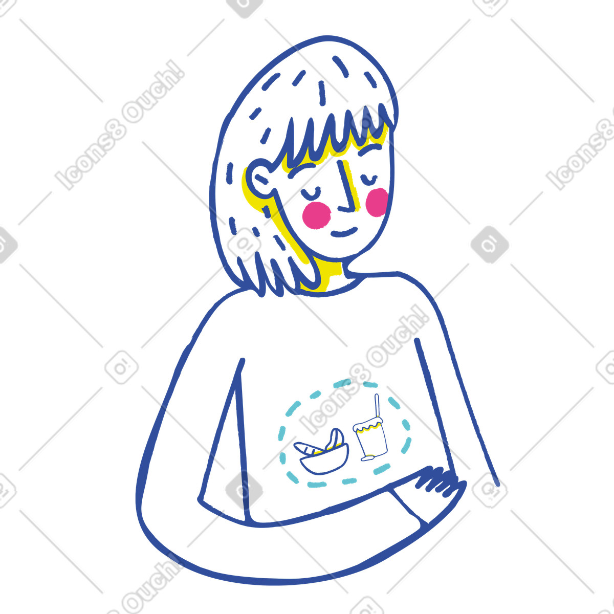 Illustration Femme avec une sensation de faim dans le style Lime à télécharger aux formats PNG, SVG