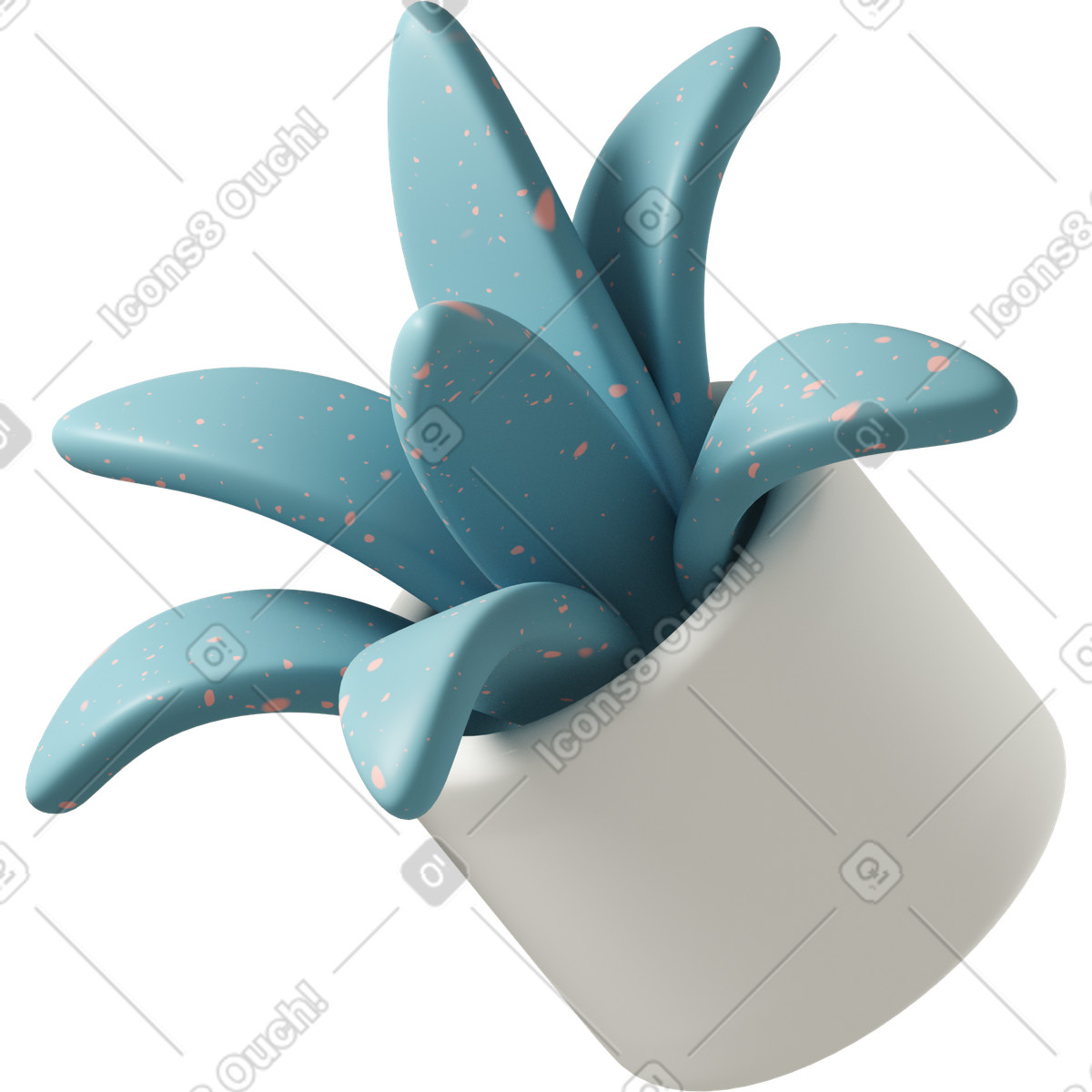Ilustração de Spotted blue succulent plant em no estilo 3D Casual life para baixar em PNG, SVG