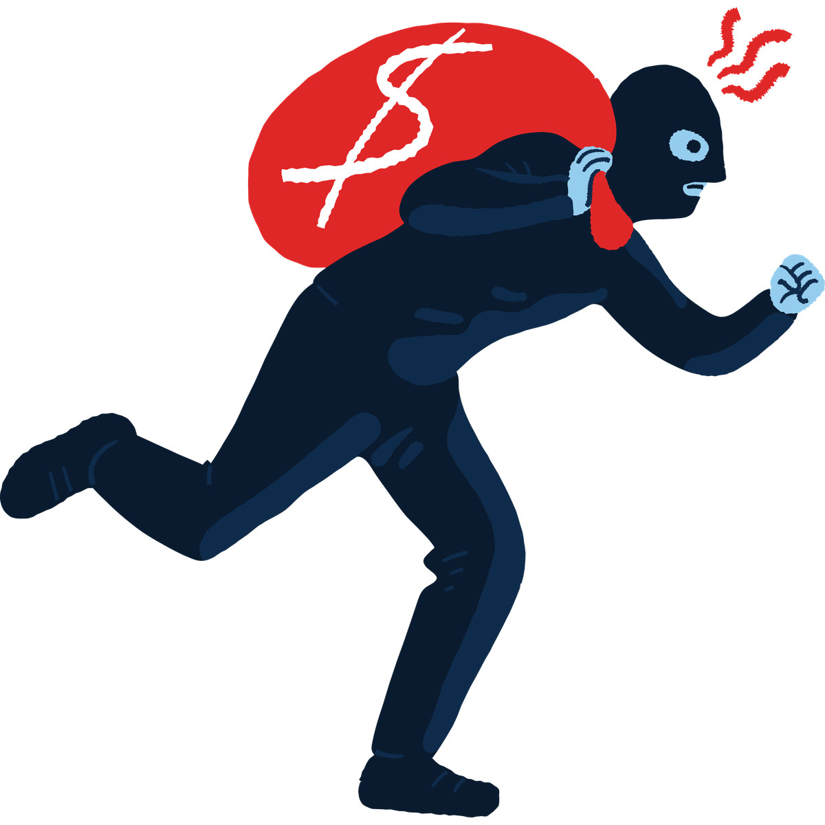 Иллюстрация Thief in balaclava running away with stolen money в стиле Cherry — скачать в форматах PNG, SVG