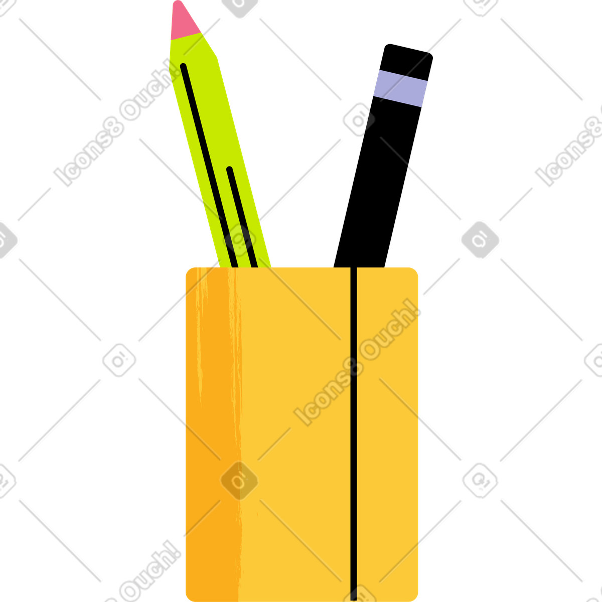 Ilustração de Yellow cup with two pencils em no estilo Juicy para baixar em PNG, SVG