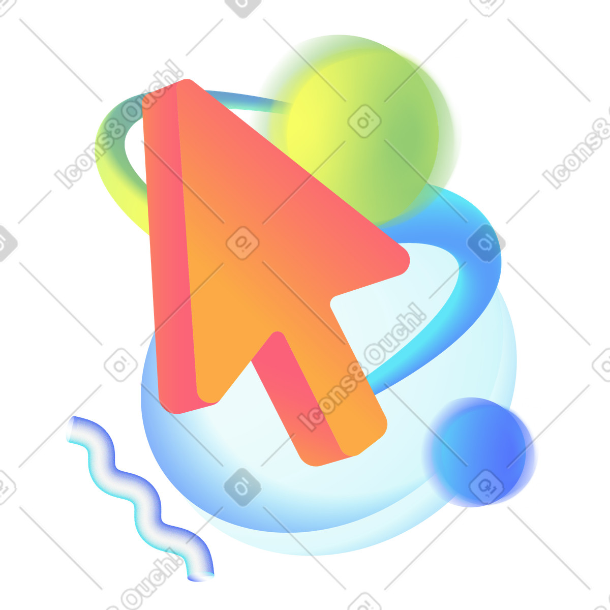 Ilustração de Cursor com formas abstratas em no estilo Morphis para baixar em PNG, SVG