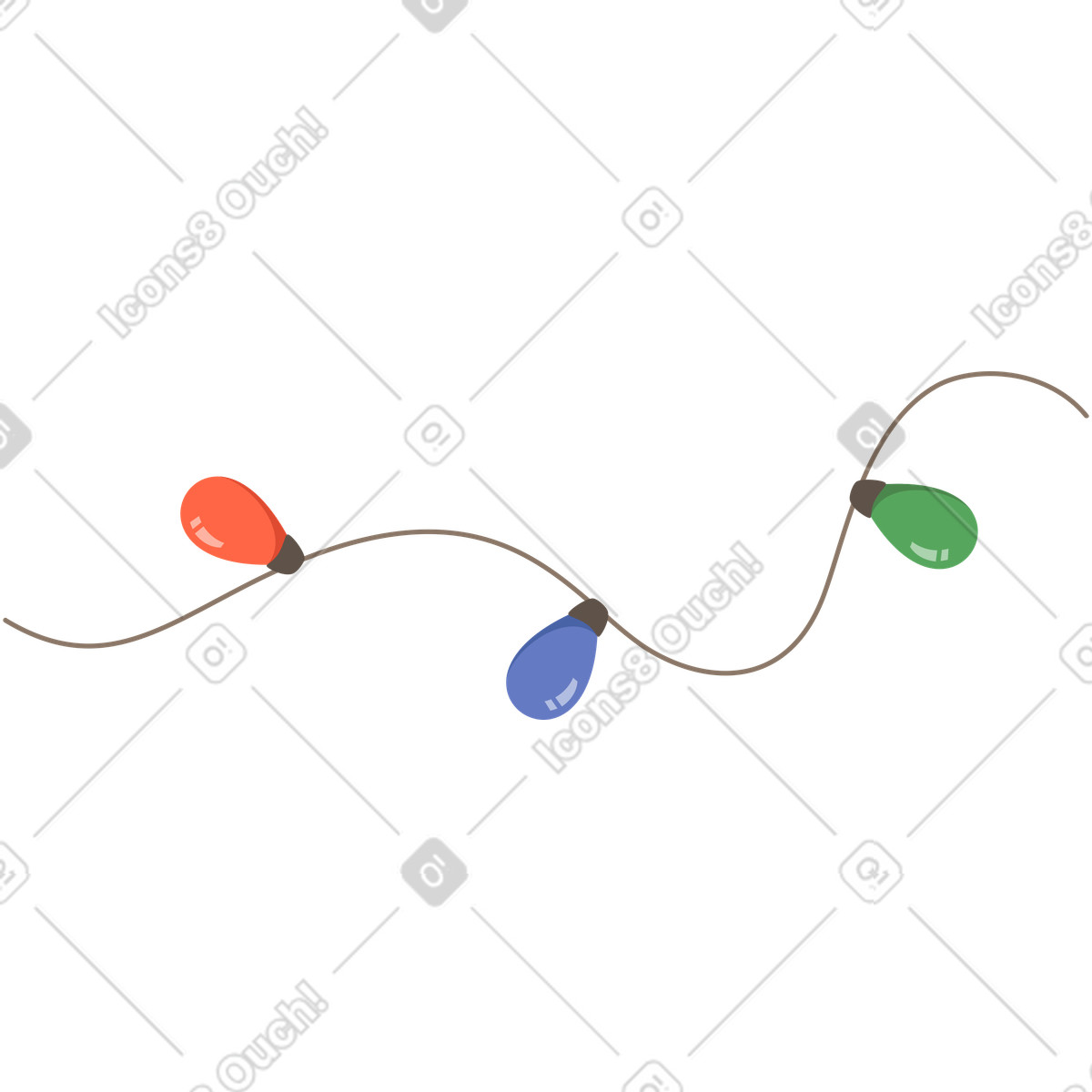 Garland lights illustration featuring colorful holiday clipart in PNG SVG