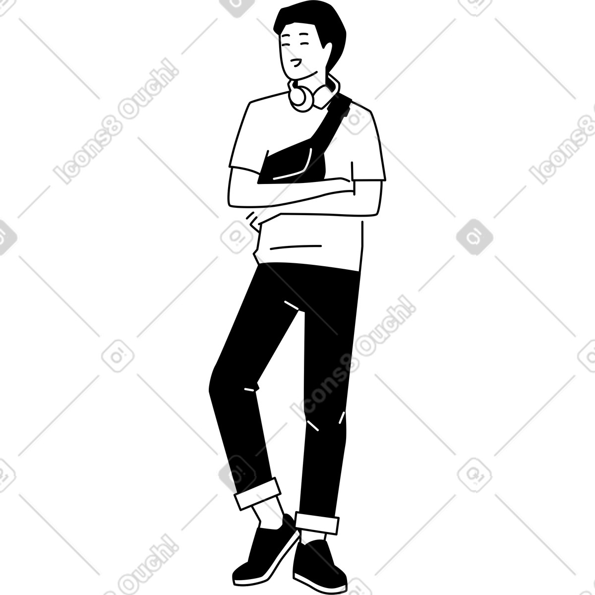 Ilustração de Jovem com os braços cruzados sobre o peito em no estilo Weekday para baixar em PNG, SVG
