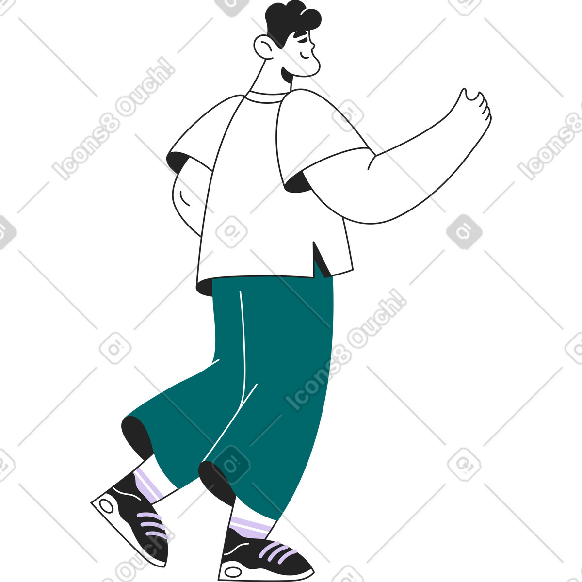Ilustración Hombre que camina en estilo Sammy Line a descargar en PNG y SVG
