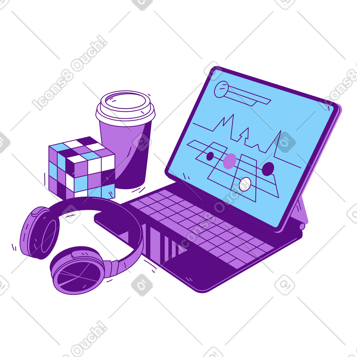 Ilustração de Jogar videogame e resolver quebra-cabeças em no estilo Storyline para baixar em PNG, SVG