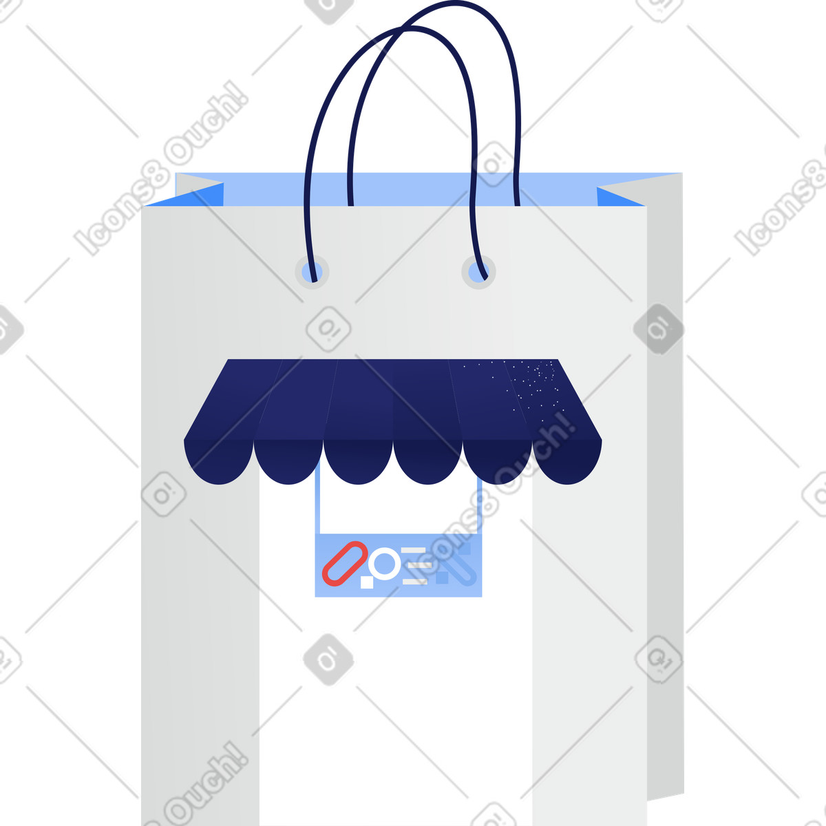 Shopping bag illustration in Clip style download in PNG, SVG