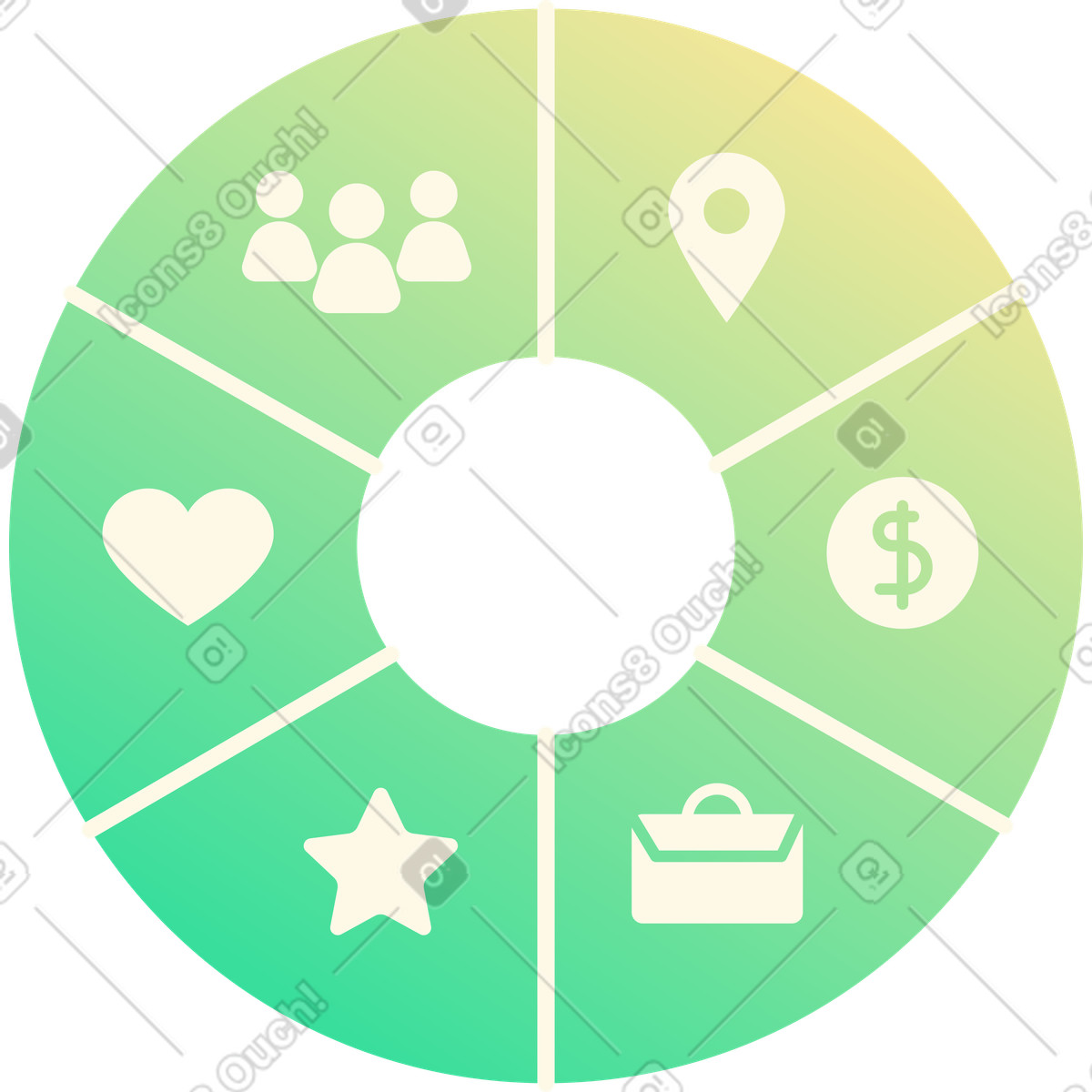 Cerchio segmentato che mostra le icone illustrazione in stile Beam scarica in PNG, SVG