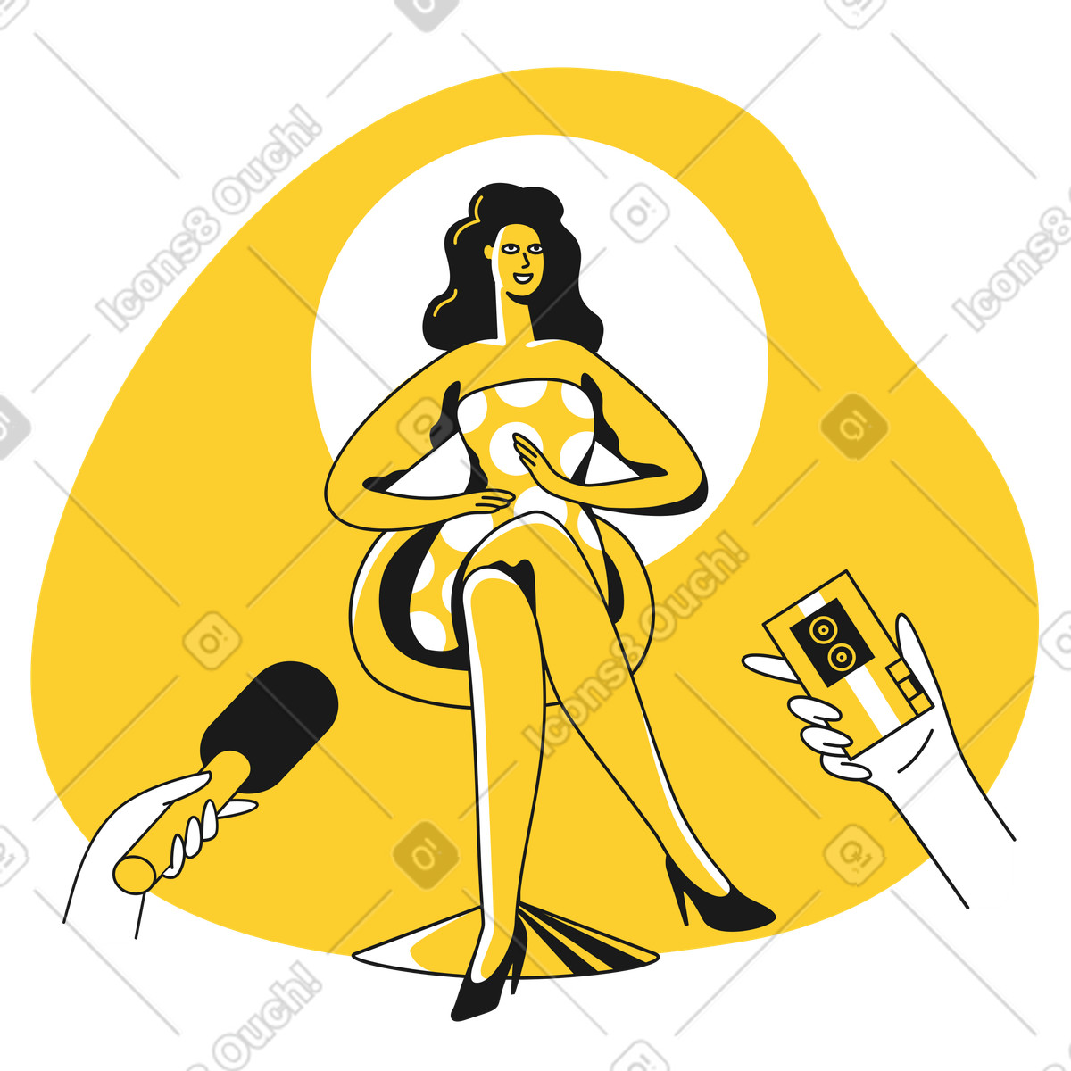 下载 Taxi 风格的 女子接受记者采访 插画，支持 PNG、SVG 格式
