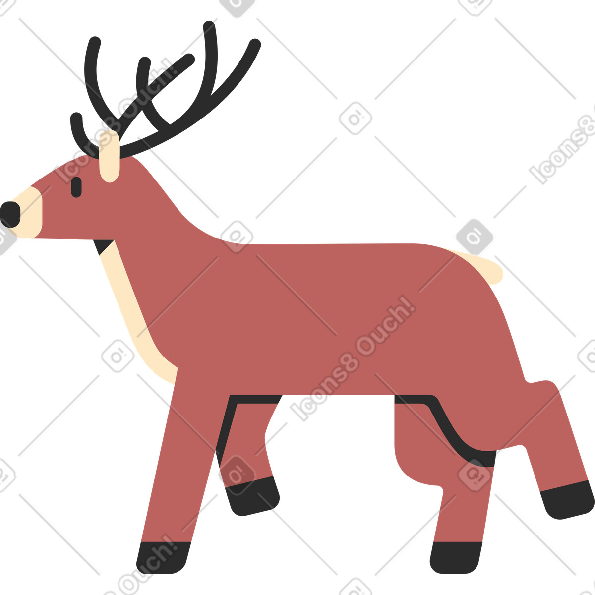 Ilustración Ciervo en estilo Marginalia a descargar en PNG y SVG