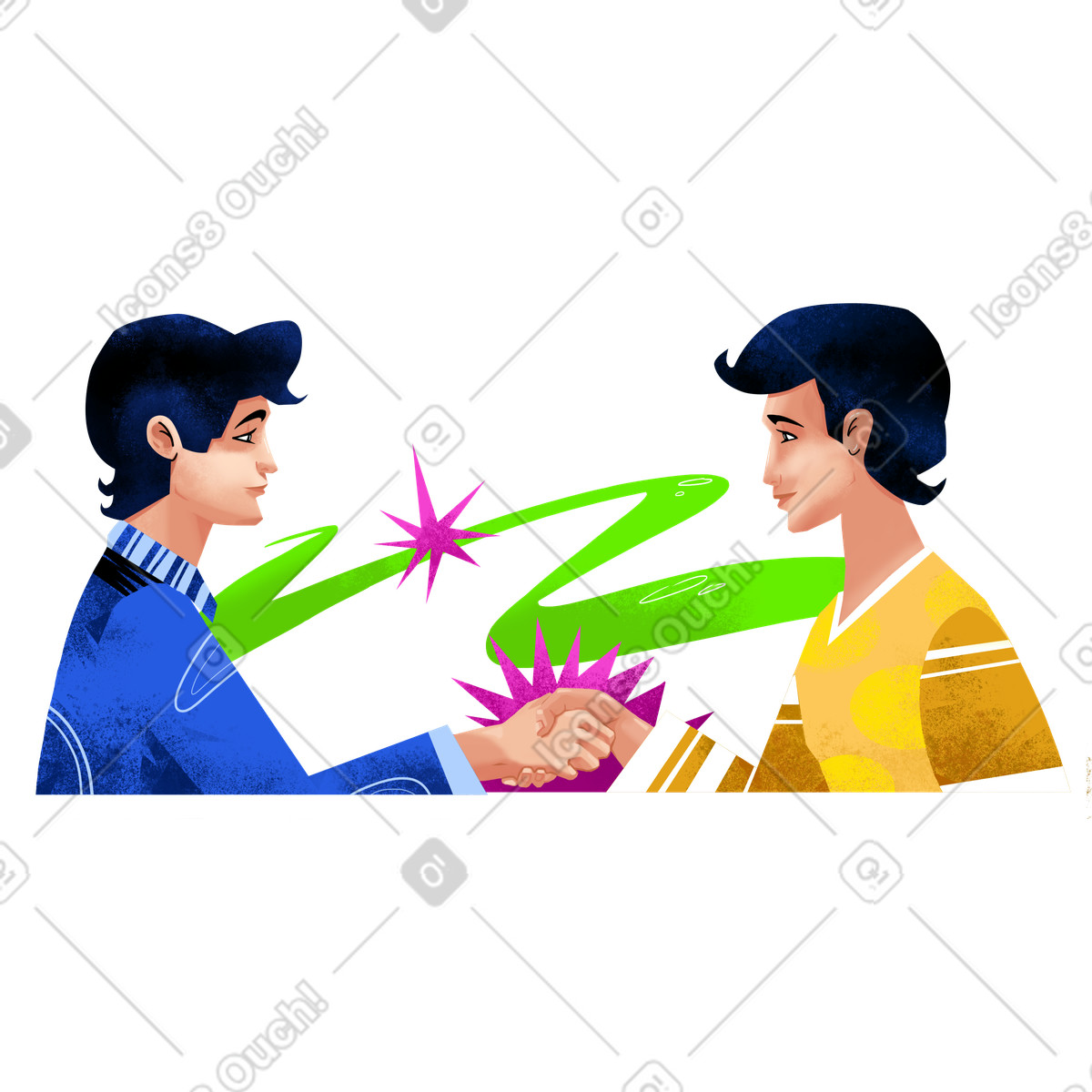 Men shaking hands illustration in Flare style download in PNG, SVG