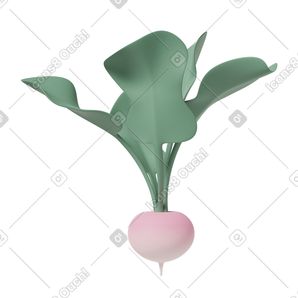 3D Casual life スタイルの Pink radish のイラストをPNG、SVG形式でダウンロード