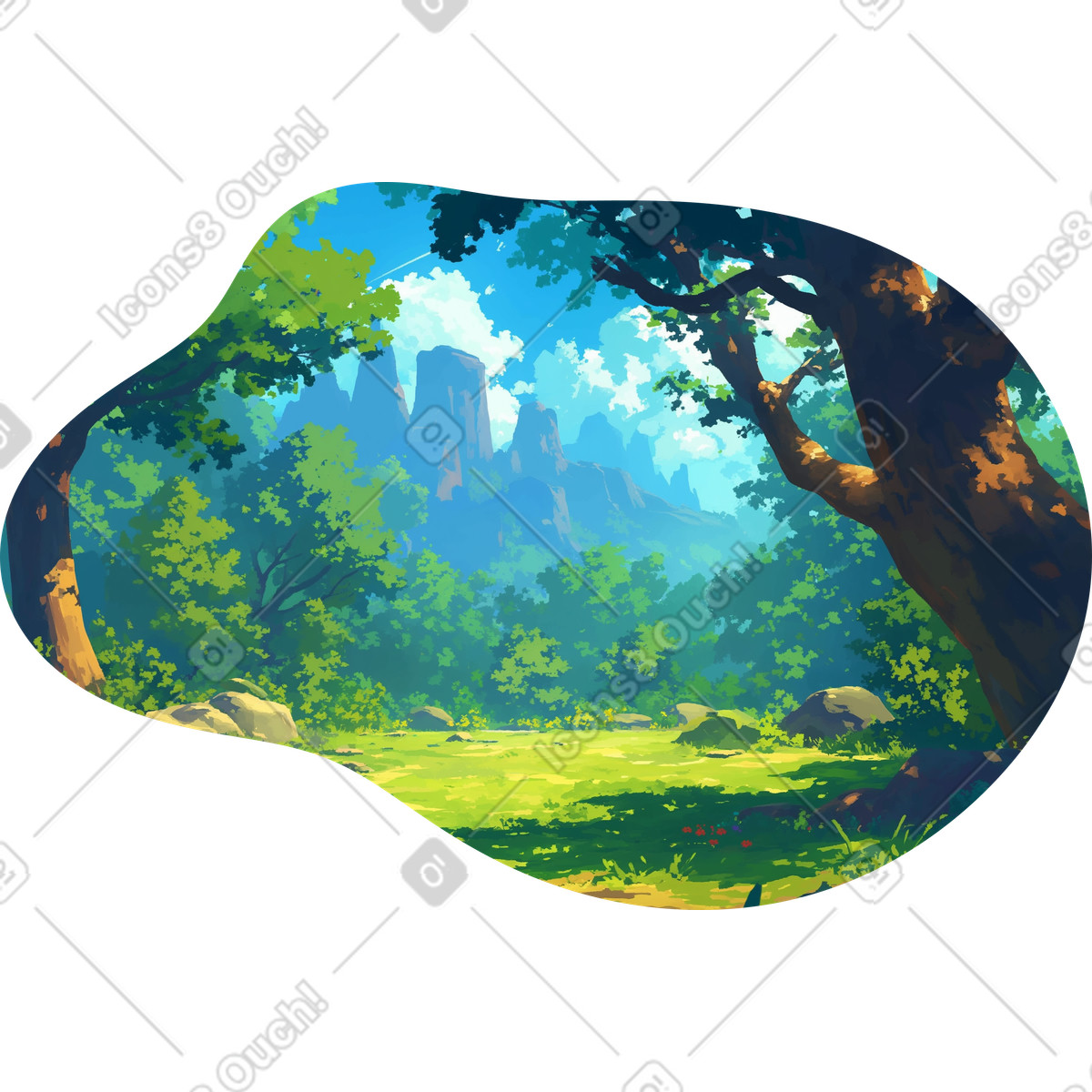 Forest and mountain background illustration in Scenes style download in PNG, SVG