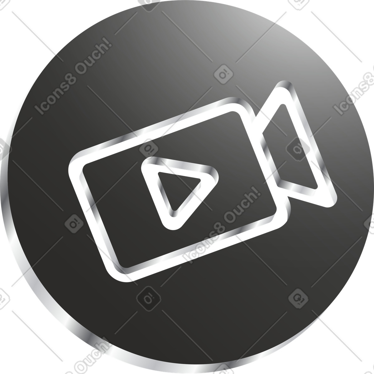 Round black video call icon illustration in Token style download in PNG, SVG