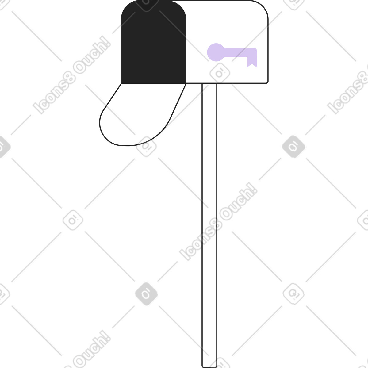 Open mailbox illustration in Sammy Line style download in PNG, SVG