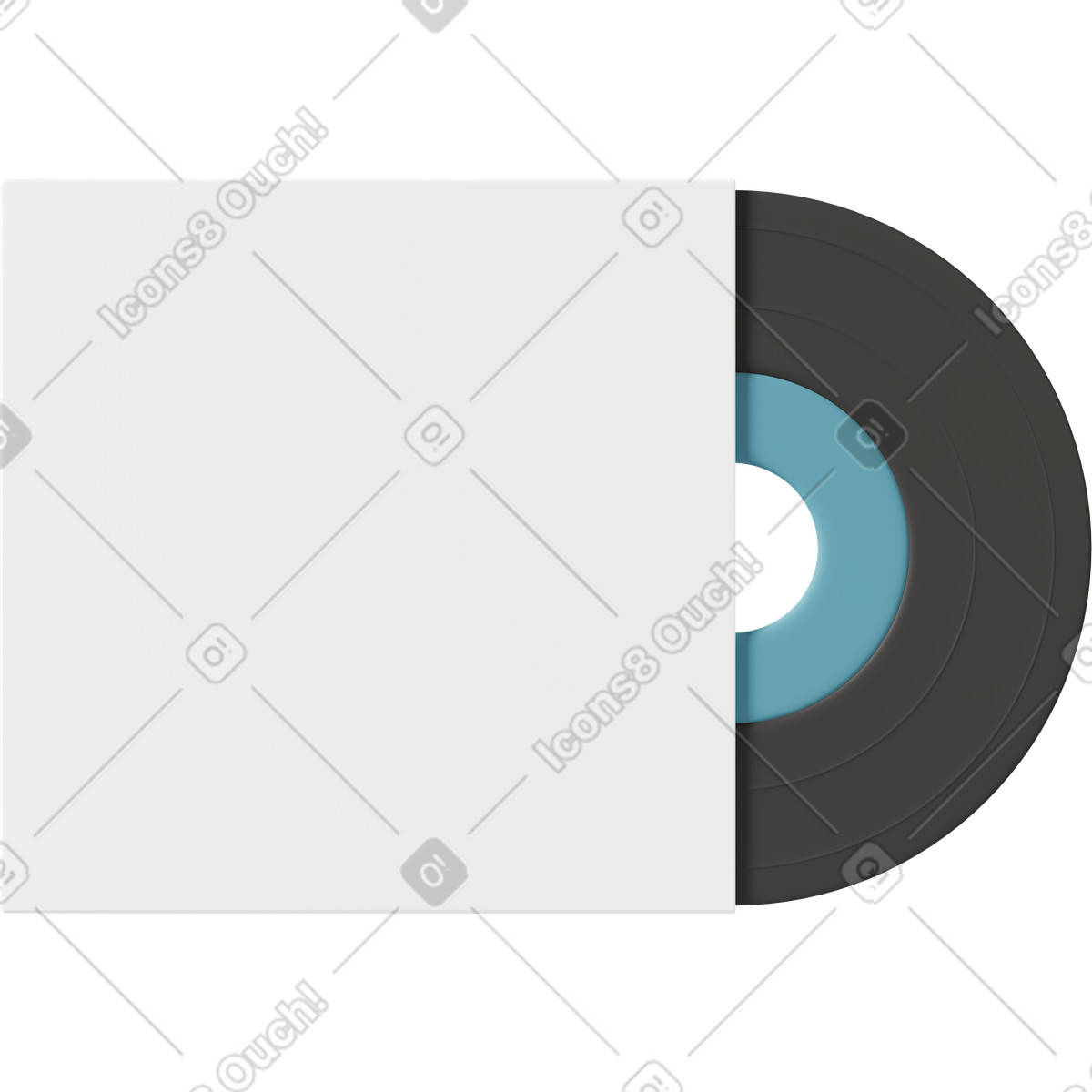 3D Casual life スタイルの Blue vinyl record with mockup cover のイラストをPNG、SVG形式でダウンロード