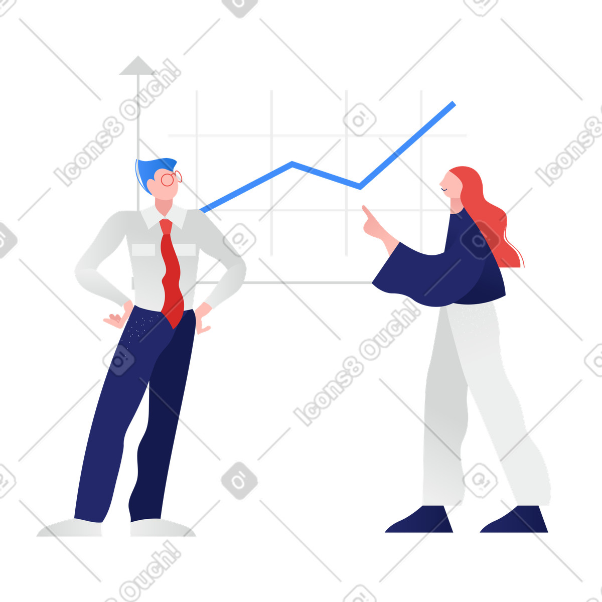 下载 Clip 风格的 男人和女人讨论图 插画，支持 PNG、SVG 格式