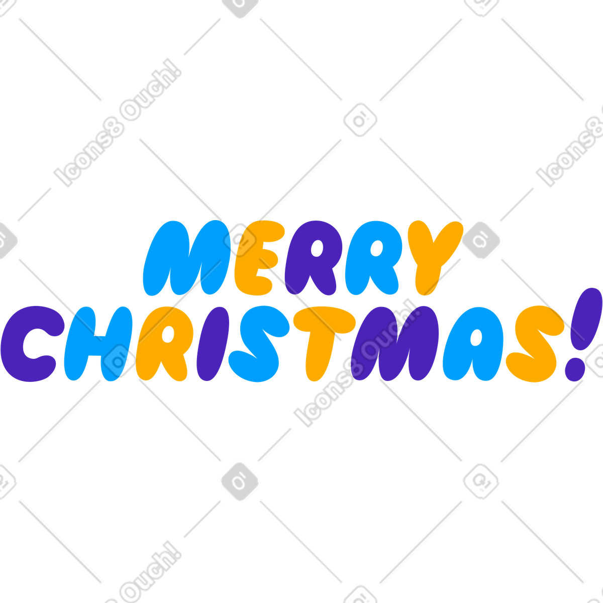 Geschwollener beschriftungsaufkleber frohe weihnachten!-Illustration im Lettering-Stil als Download in PNG, SVG