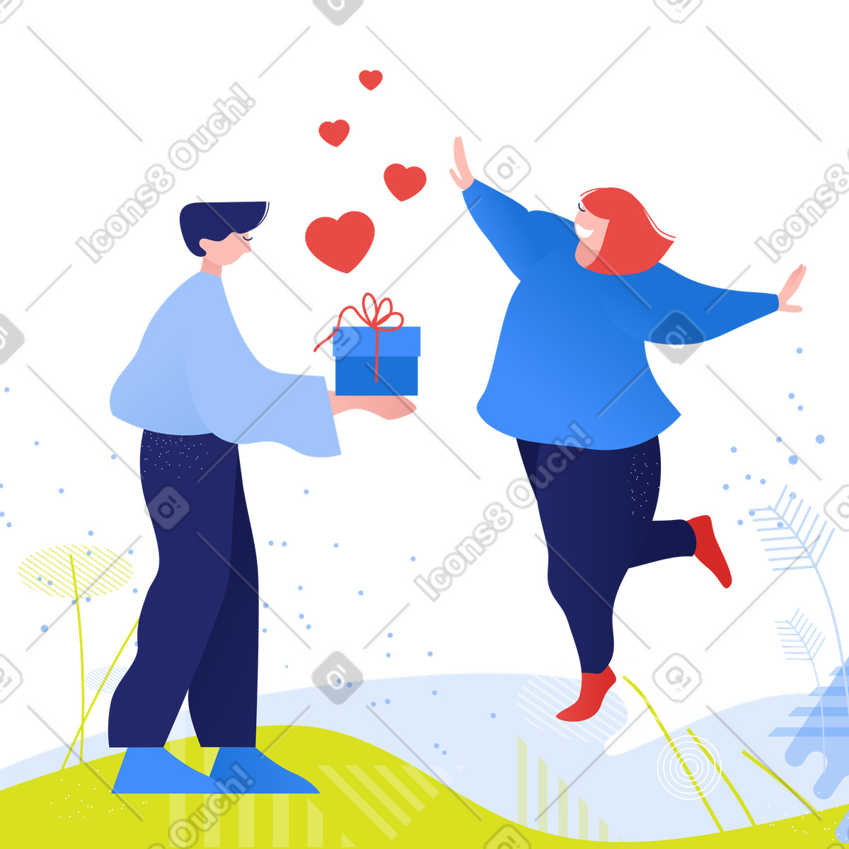 Give a gift illustration in Clip style download in PNG, SVG