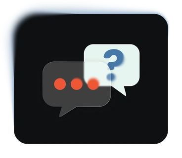 Two speech bubbles with dots and a question mark - Void style illustration