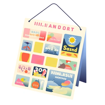 A calendar with each page styled like a vintage poster, complete with retro colors and fonts