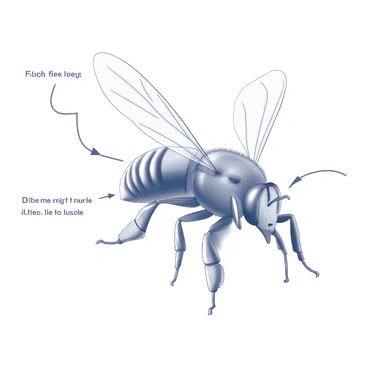 Diagram explaining how a bee achieves flight with its wings and muscles