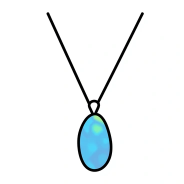 An opal necklace, featuring a central opal gemstone that shimmers with hues of blue and green. The stone is set in a simple silver chain, allowing the colors to stand out. The necklace hangs gracefully, with the opal catching the light and reflecting vivid flashes of color.
